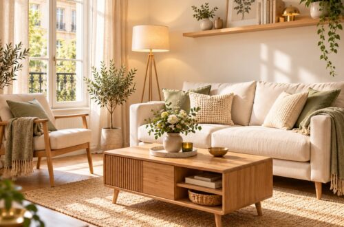 Kleine Wohnung einrichten mit hellem Sofa, platzsparenden Möbeln, warmen Naturfarben und cleveren Wohnideen.